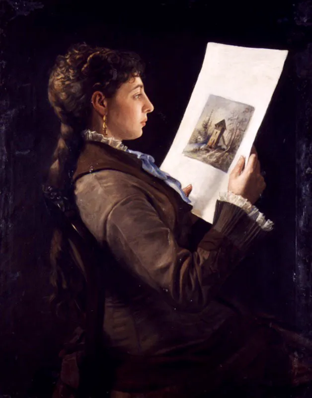 Pantaleón Mendoza. Catalina Mendoza, 1880.
Óleo sobre lienzo, 90 x 71 cm
Aunque activo desde el año de 1870 y hasta su muerte en 1910, Pantaleón Mendoza (Bogotá, 1860 - Sibaté, ca. 1910) no fue un pintor muy prolífico. Su obra, esencialmente compuesta de retratos, es escasa y de difícil acceso. Mendoza ha sido catalogado como uno de los pintores académicos que, con Garay a la cabeza, retomaron las ideas de la pintura clásica europea, y su técnica. En este retrato de Catalina Mendoza, pariente del artista, es evidente la calidad compositiva, formal y técnica propia de la academia. Dos grandes diagonales iluminan el sujeto, creando un impecable juego de contrastes y dando dinamismo al conjunto. La expresión concentrada de la joven logra proponer cierta tensión al espectador, lo que parece inusual en los retratos decimonónicos, generalmente estáticos y afectados. Finalmente, la elaboración detallada de texturas y volúmenes, así como la limpieza del color, hacen de esta obra una de las mejores pinturas del academicismo colombiano.