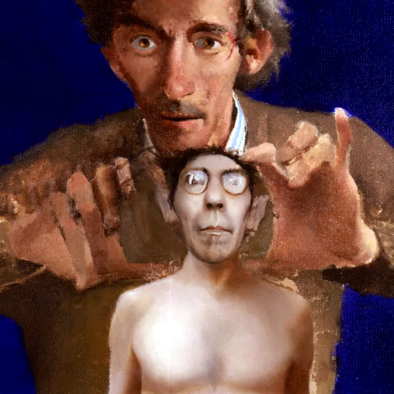 Juan Crdenas. Autorretrato con fondo azul, 2001. 
leo sobre lienzo, 66 x 48 cm  