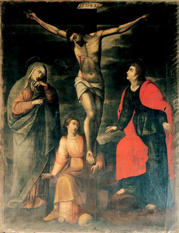 Calvario. 
leo sobre tela,  156 x121 cm, siglo xvii. 
Atribudo a Juan Bautista Vsquez Ceballos (H. 1630-1677) 