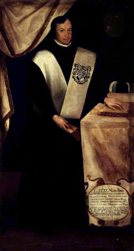 Rector Nicols Flores de Acua. 
(1677, 1687). 
leo sobre tela 202 x 109,5 cm, segunda mitad del siglo xvii. 
Atribudo a Gregorio Vsquez de Arce y Ceballos (1638-1711)  