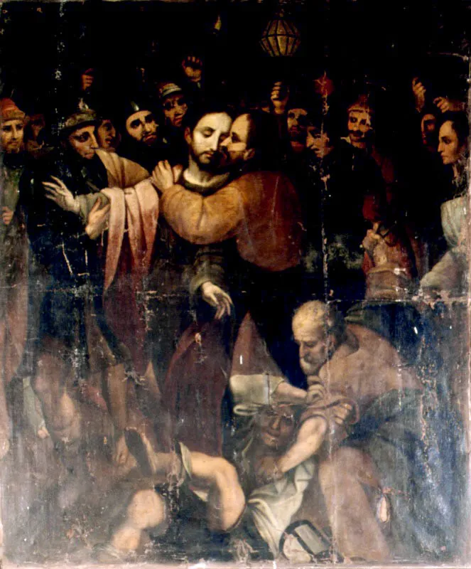 El beso de Judas. 
leo sobre tela, siglo xvii. 
Baltasar de Figueroa ( 1667) 