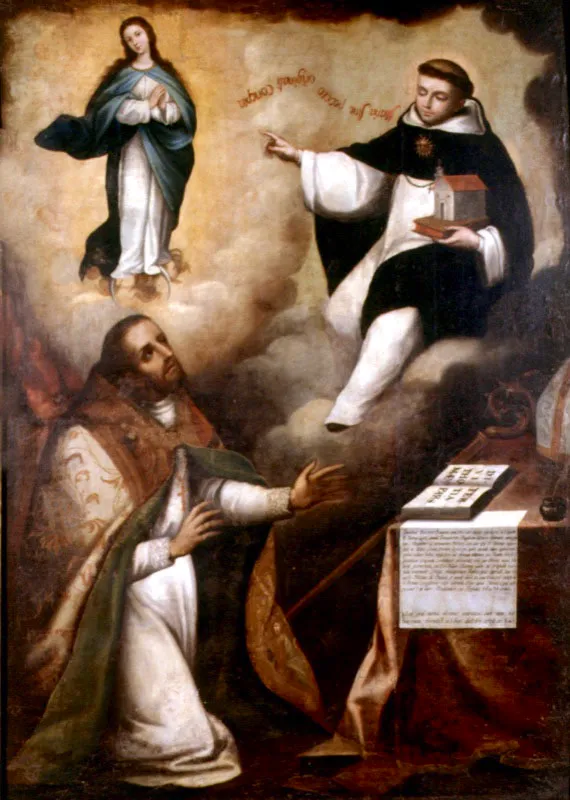 San Faustino, obispo de Padua, y santo Toms (disputa sobre la Inmaculada). 
leo sobre tela, 200 x 144 cm, segunda mitad del siglo xvii 