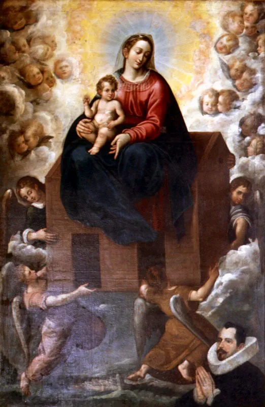 La Virgen de Loreto con caballero orante. 
leo sobre tela, 250 x 166 cm, mediados del siglo xvii. 
Autor desconocido 