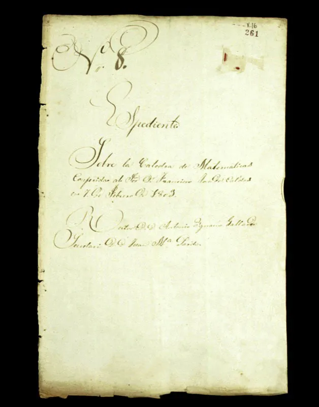 Nombramiento de Juan Fernando de Vergara como maestro sustituto en la cátedra de matemáticas.