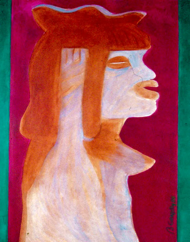 La parca.
1988.
Óleo sobre papel.
75 x 60 cm.
Colección particular, Bogotá.