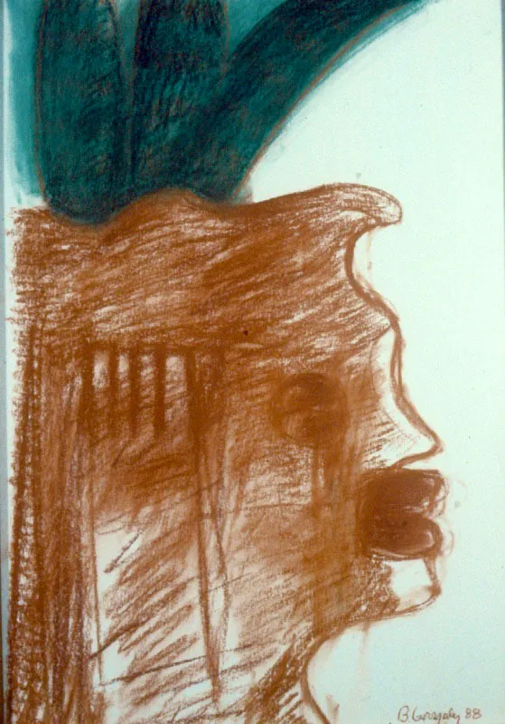 Bachue.
1988.
Sanguina sobre papel.
50 x 35 cm.
Colección particular, Bogotá.