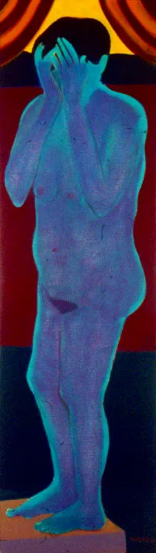 Autorretrato llorando 2.
1997.
Óleo sobre tela.
160 x 45 cm.
Colección particular, Bogotá.