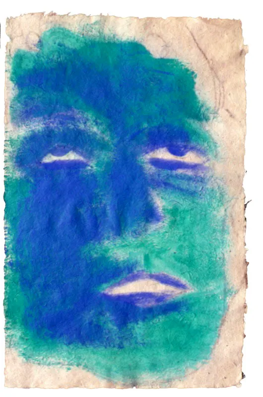 Automascarilla 4.
2003.
Óleo sobre papel.
30 x 15 cm.
Colección particular, Bogotá.