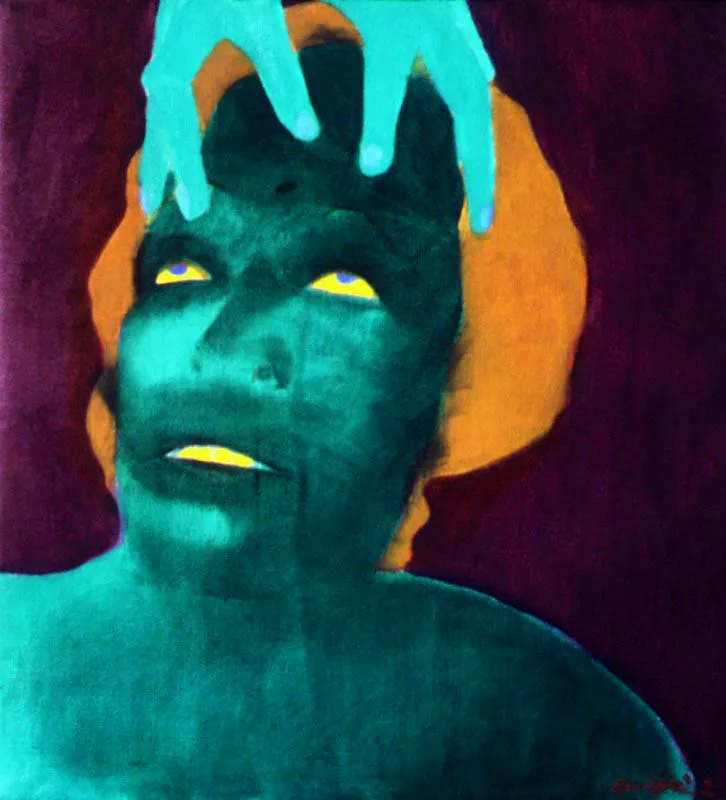 Pásenlos a la otra orilla 1.
2002.
Óleo sobre tela.
61 x 55 cm.
Colección Galería Garcés Velásquez, Bogotá.
