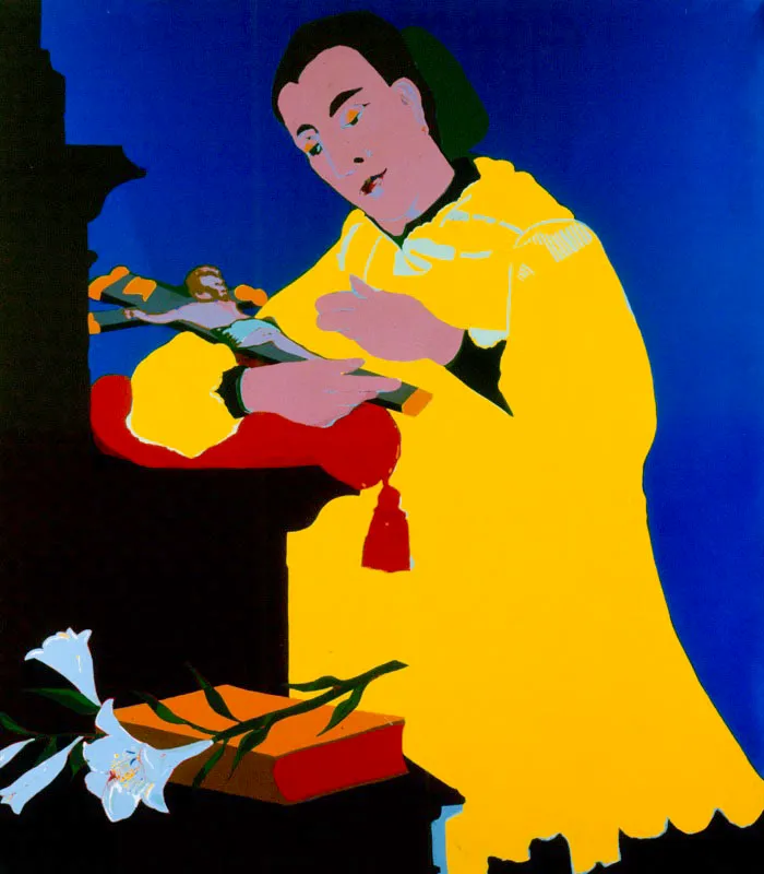 San Luis Gozaba.
1970.
Esmalte sobre lámina de metal.
105 x 92 cm.
Colección particular, Bogotá.
