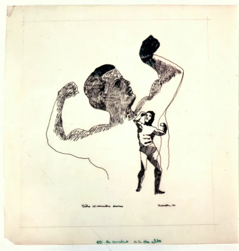 Sólo 10 minutos diarios.
1970.
Tinta sobre papel.
25 x 20 cm.
Colección particular, Bogotá.