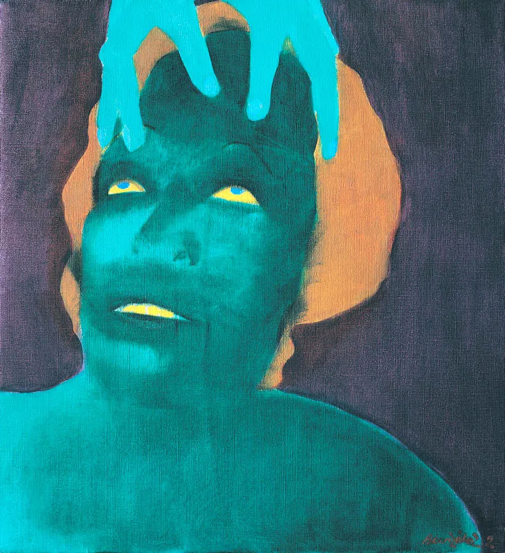 Pásenlos a la otra orilla 1.
2002.
Óleo sobre tela.
61 x 55 cm.
Colección Galería Garcés Velásquez, Bogotá.
