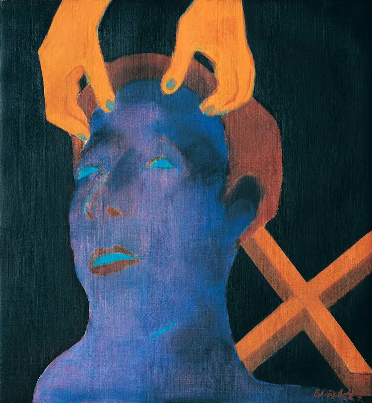 Pásenlos a la otra orilla 3.
2002.
Óleo sobre tela.
51 x 55 cm.
Colección Galería Garcés Velásquez, Bogotá.