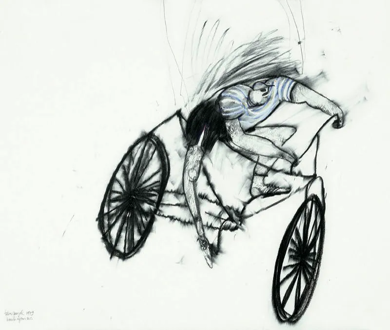 Félix Ángel / Ciclista / 1979 / Mixta sobre papel / 46 x 60 cm / Adquirida en 1991