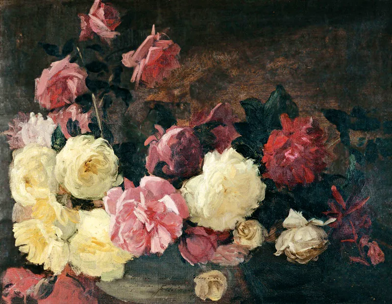 Francisco Antonio Cano / Rosas / 1903 / leo sobre lienzo / 35 x 45 cm / Adquirida en 1987  