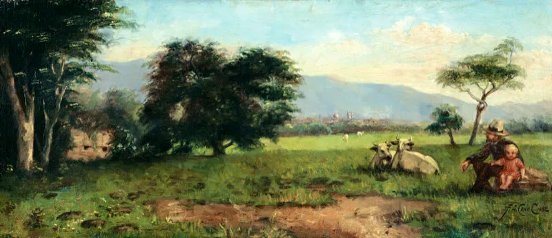 Francisco Antonio Cano / Paisaje / ca. 1892 / leo sobre lienzo / 28 x 64 cm / Adquirida en 1973 