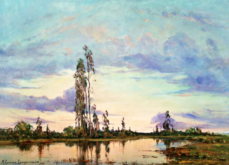 Ricardo Gmez Campuzano  / Atardecer en la sabana / 1970 / leo sobre lienzo / 65 x 90 cm / Adquirida en 1973 