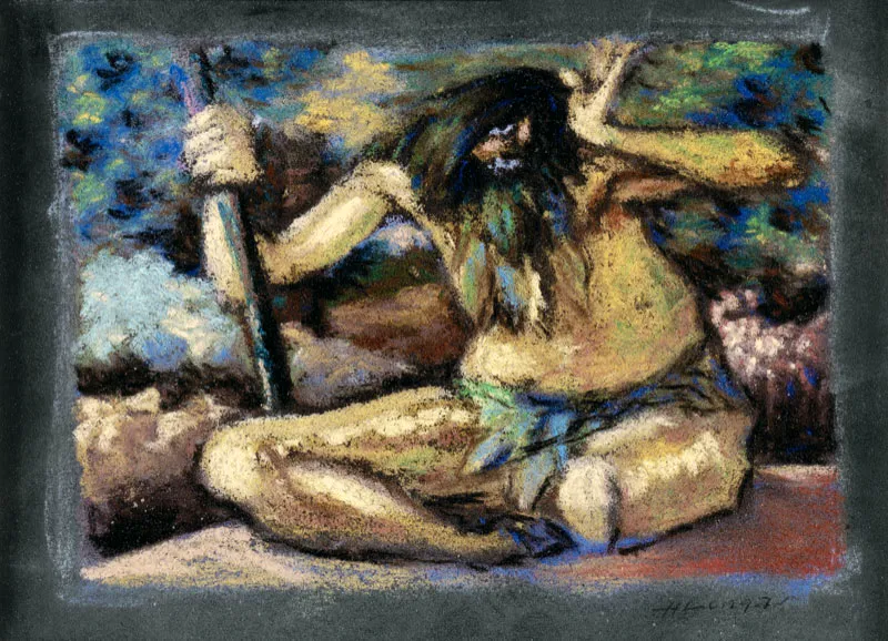 Horacio Longas  / Cinco mitos de Antioquia / s. f. / Pastel / 22 x 17 cm c/u / Adquirida en 1993 