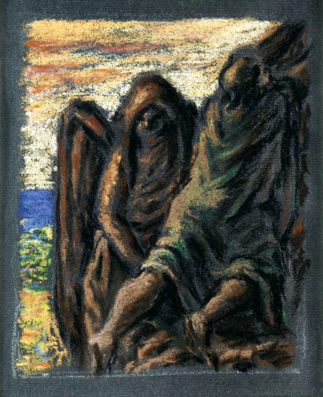 Horacio Longas  / Cinco mitos de Antioquia / s. f. / Pastel / 22 x 17 cm c/u / Adquirida en 1993 