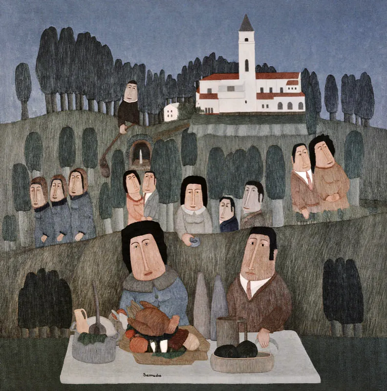 Antonio Samudio  / Faldas de Monserrate / 1972 / Acrlico sobre lienzo / 99 x 99 cm / Adquirida en 1973 