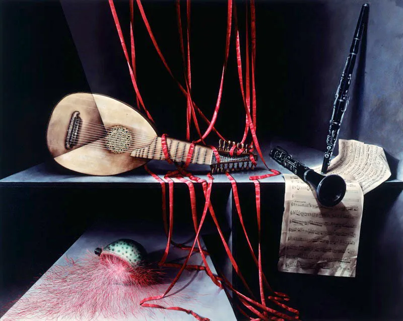 Homenaje a un músico amigo / 1986 / Óleo sobre lienzo / 160 x 200 cm / Colección particular