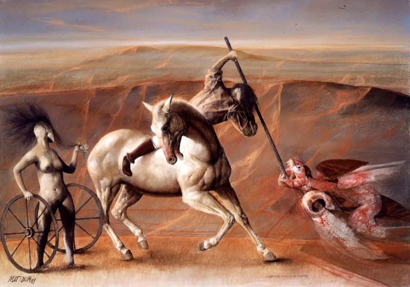 Crepúsculo para una batalla / 1999 / Pastel sobre papel / 70 x 100 cm / Colección particular