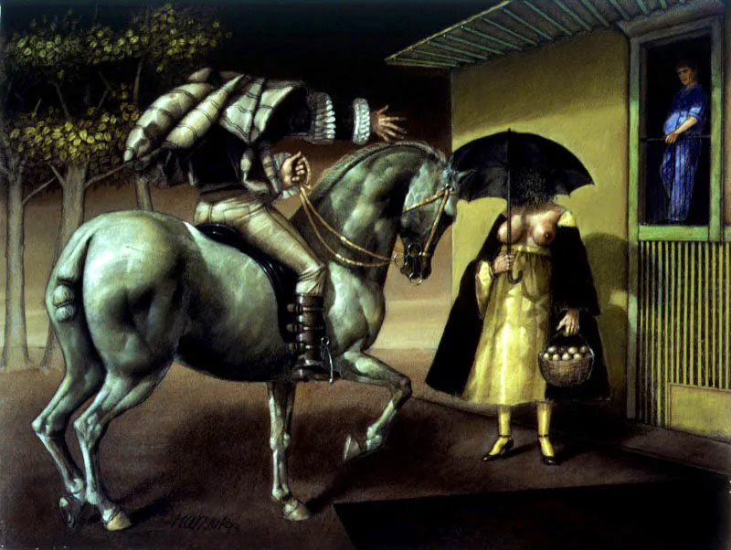 La doncella y yo en Neira / 1993 / Pastel sobre papel / 50 x 65 cm / Colección particular