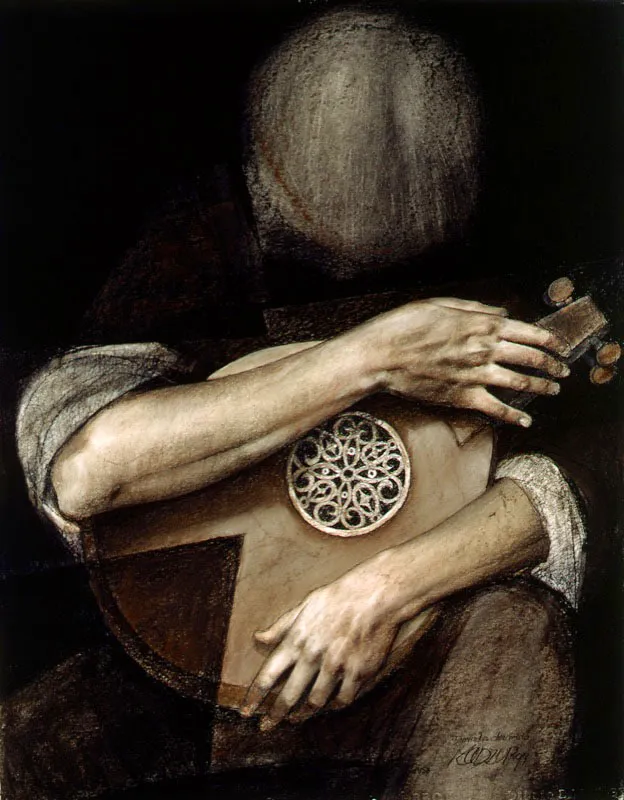 Músico dormido / 1991 / Pastel sobre papel / 70 x 55 cm / Colección particular