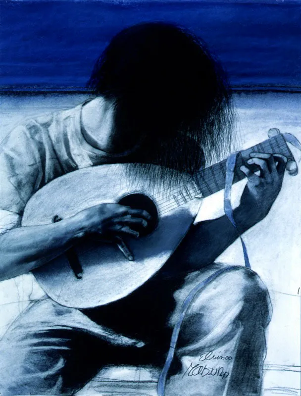 El trovador Juan Carlos / 1997 / Carboncillo / 70 x 55 cm / Colección particular