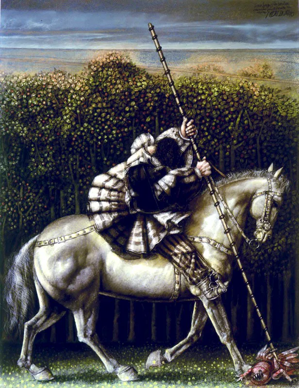San Jorge y el dragón / 1990 / Pastel sobre papel / 65 x 50 cm / Colección particular