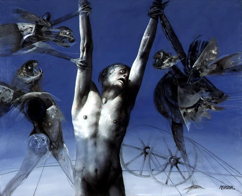 El martirio de Sebastián en Auschwitz / 2005 / Mixta acrílico y óleo / 130 x 160 cm / Colección particular