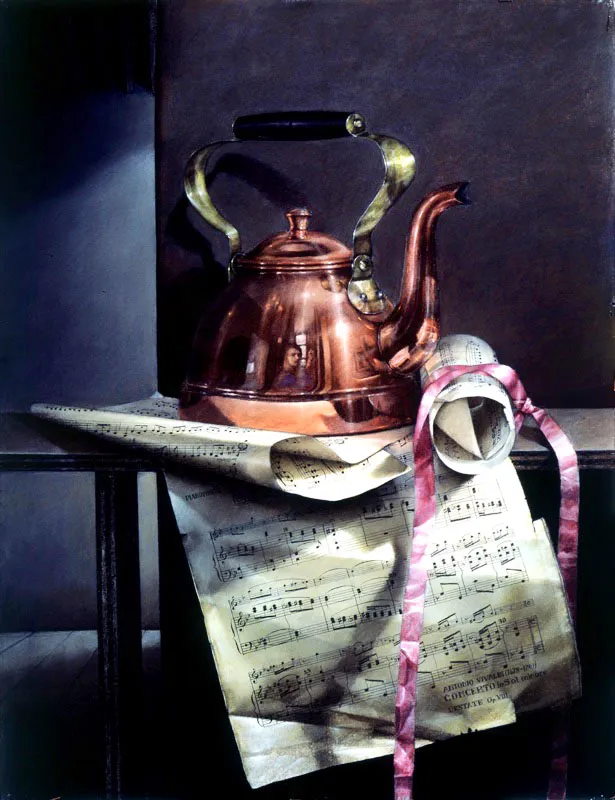 Autorretrato y partitura / 1990 / Pastel sobre papel / 50 x 65 cm / Colección particular