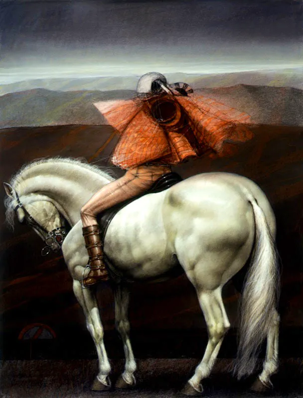 Jinete rojo / 1995 / Pastel sobre papel / 65 x 50 cm / Colección particular, Bogotá