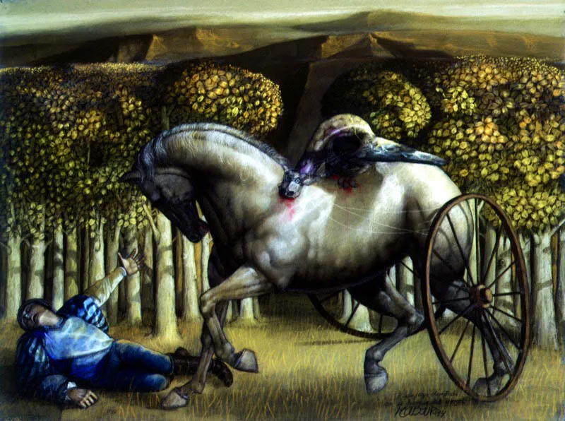 San Jorge caído / 1994 / Pastel sobre papel / 50 x 65 cm / Colección particular