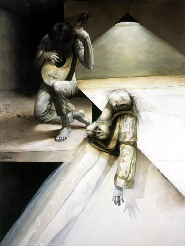 Transverberación / 2004 / Carboncillo y acrílico sobre lienzo / 210 x 160 cm / Colección particular
