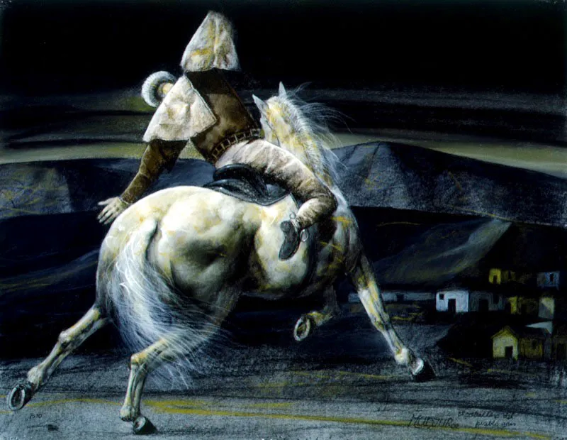 El caballero del pueblo gris / 2002 / Pastel sobre papel / 50 x 65 cm / Colección particular