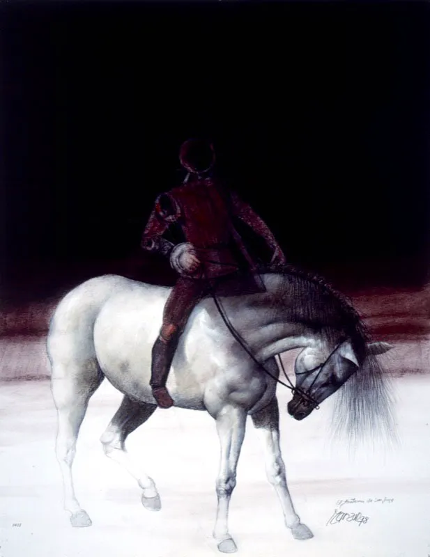 El fantasma de san Jorge / 1998 / Carboncillo y pastel sobre papel / 65 x 50 cm / Colección particular