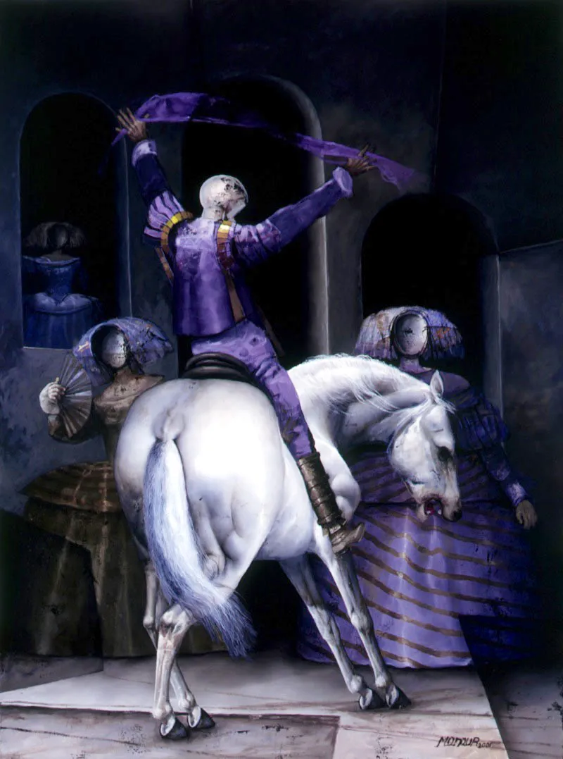 Don Quijote en busca de Dulcinea / 2001 / leo sobre lienzo / 100 x 70 cm / Coleccin particular
 