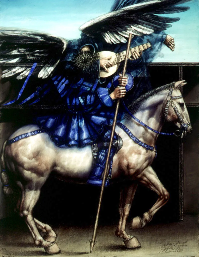San Jorge y el ángel / 1989 / Pastel sobre papel / 65 x 50 cm / Colección particular
