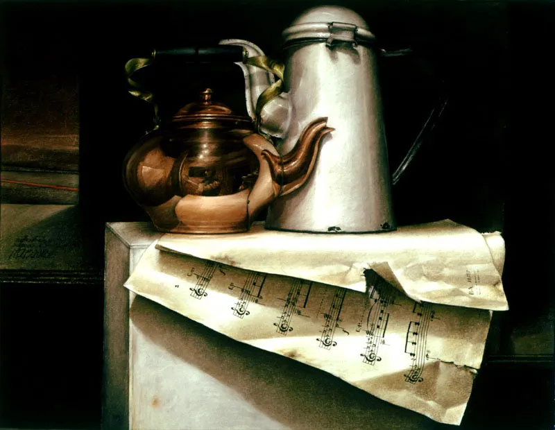 Autorretrato en una cafetera / 1985 / Pastel sobre papel / 50 x 65 cm / Colección particular