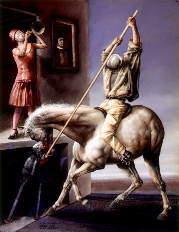 San Jorge, la doncella y el dragón / 1999 / Pastel sobre papel / 65 x 50 cm / Colección particular
