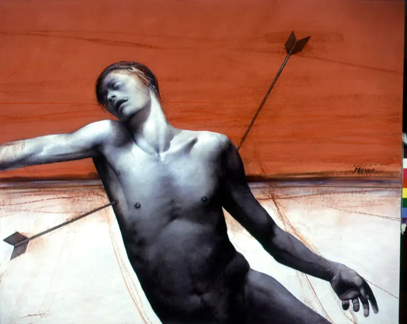 El martirio de Sebastián / 2000 / Acrílico y carboncillo sobre papel / 130 x 160 cm / Colección particular