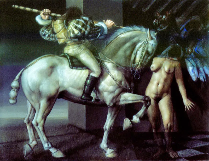 San Jorge y la doncella / 1992 / Pastel sobre papel / 50 x 65 cm / Colección particular
