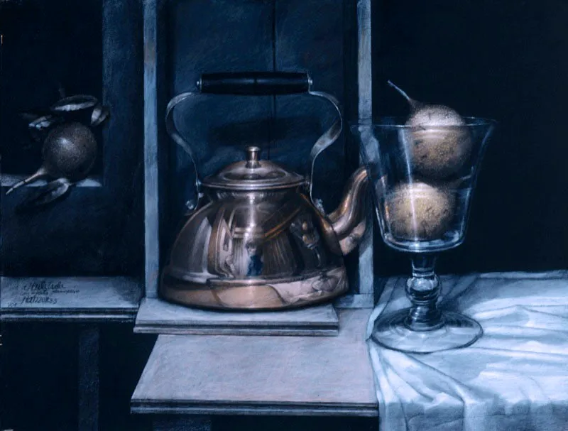 La cafetera / 1983 / Pastel sobre papel / 50 x 65 cm / Colección particular