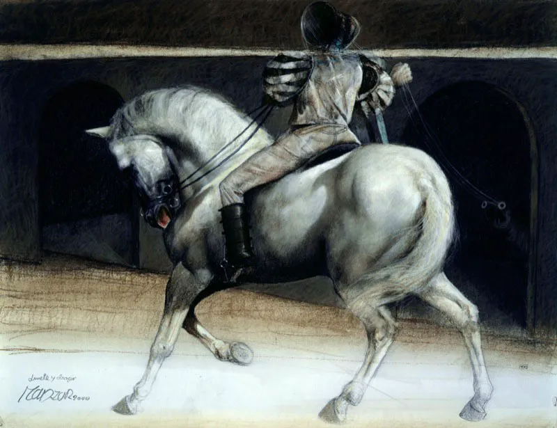 Jinete y dragón / 2000 / Pastel sobre papel / 50 x 65 cm / Colección particular