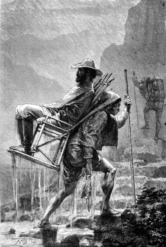 Maillart. El monte de la agonía, dibujo. L’Amérique Equinoxiale. M. E. André. París, 1879.