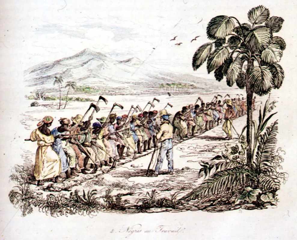 Esclavos trabajando, s. xix. Viajes pintorescos a las dos Américas.