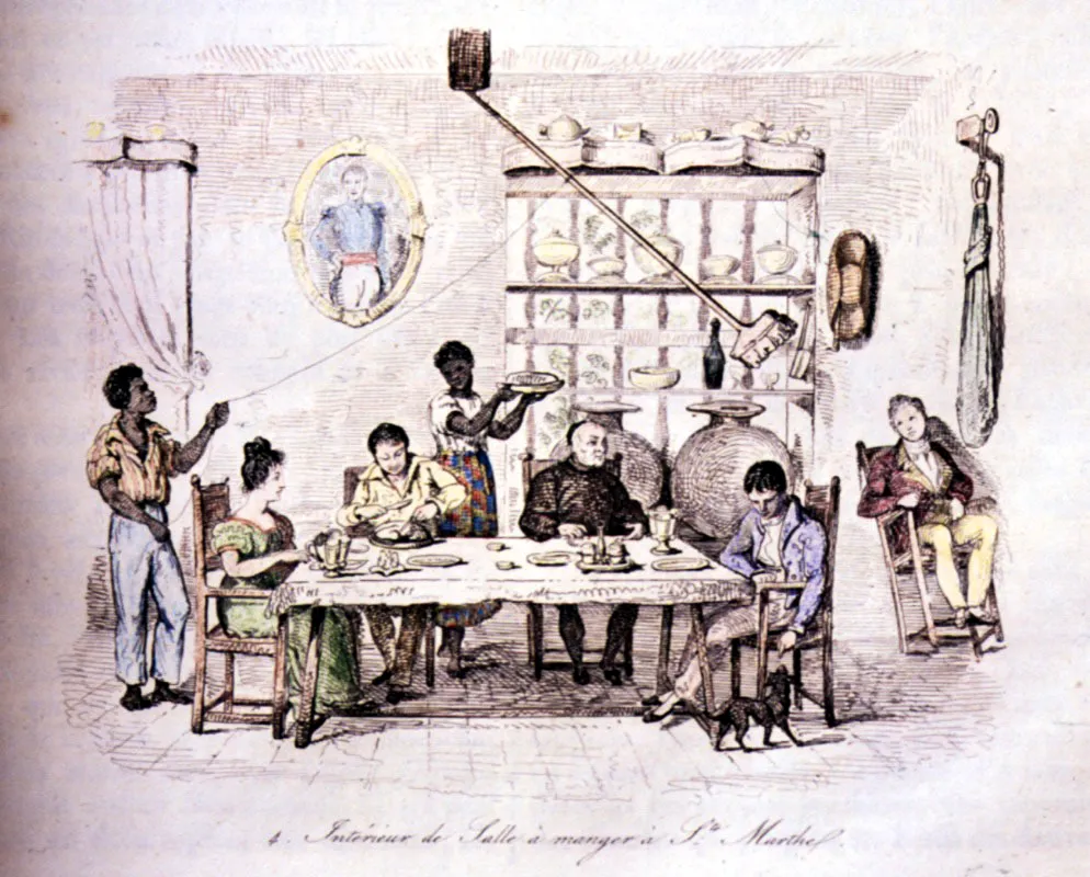 Cena en una casa acomodada, Santa Marta, s. xix. Viajes pintorescos a las dos Américas.