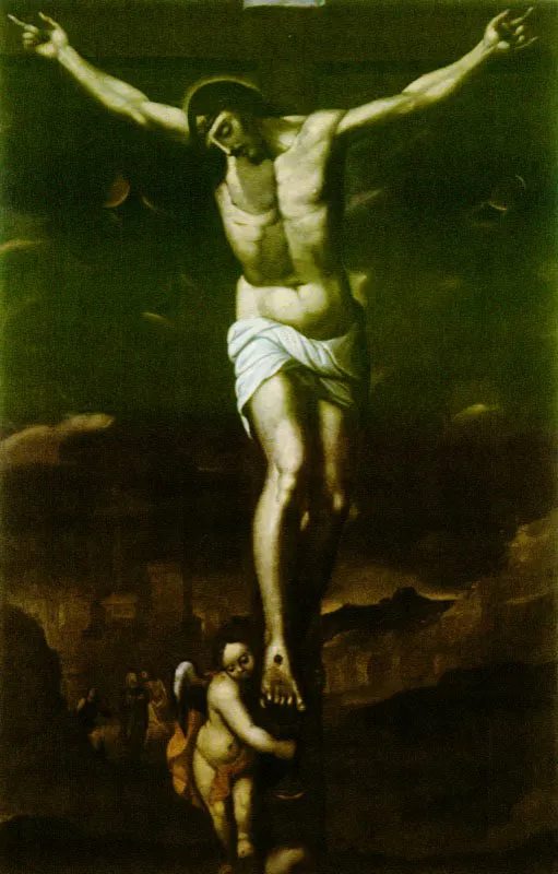 Cristo eucarstico (detalle), taller de los Figueroa, leo sobre lienzo. 192 x 124 cm 