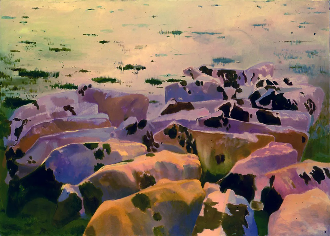 María Cristina Cortés, Paisaje homogéneo (detalle), 1988, óleo sobre lienzo. 116 x 163 cm.